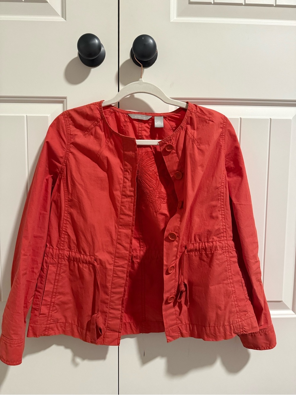 Womens Orange/Coral Lightweight Button-Front Jacket